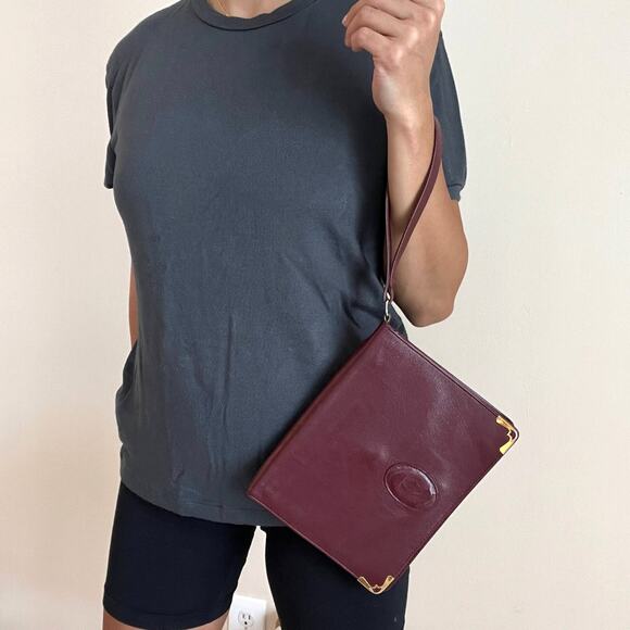 CARTIER Classic Burgundy and Gold Clutch - Picture 15 of 16